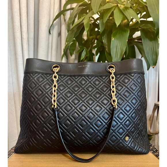 ♦️♦️ TORY BURCH AUTHENTIC BLACK LEATHER FLEMING/ALEXA HANDBAG ♦️♦️ - Picture 2 of 16